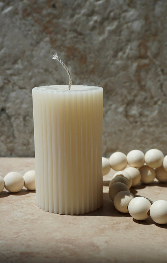 Classic Ribbed Pillar Candle - Decorative Candle for Home Decor - Cylinder Soy Wax Candle - Handpoured Candle - Scented/Unscented custom