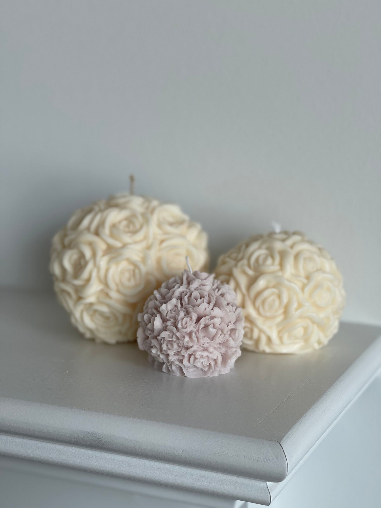 Rose Ball Trio Gift Set, Scented Soy Wax Candle Gift Set for Holidays, Party Favors, Wedding table decor, unique candle gift with flowers