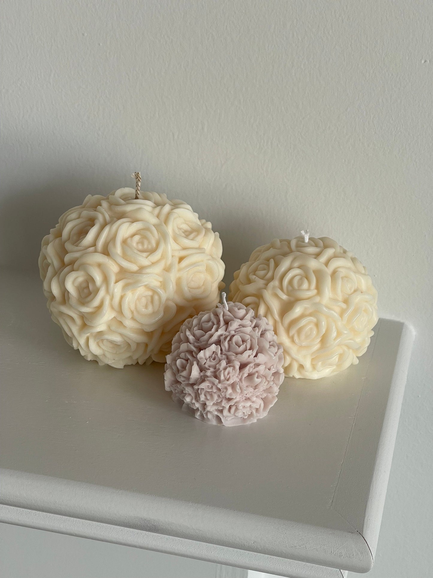 Rose Ball Trio Gift Set, Scented Soy Wax Candle Gift Set for Holidays, Party Favors, Wedding table decor, unique candle gift with flowers